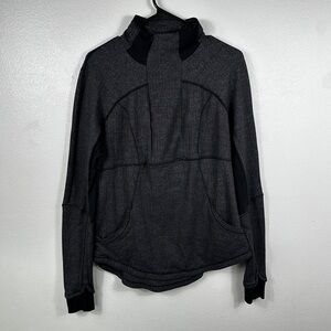Lululemon Base Runner 1/2 Zip Heathered Herringbone Black Size 12